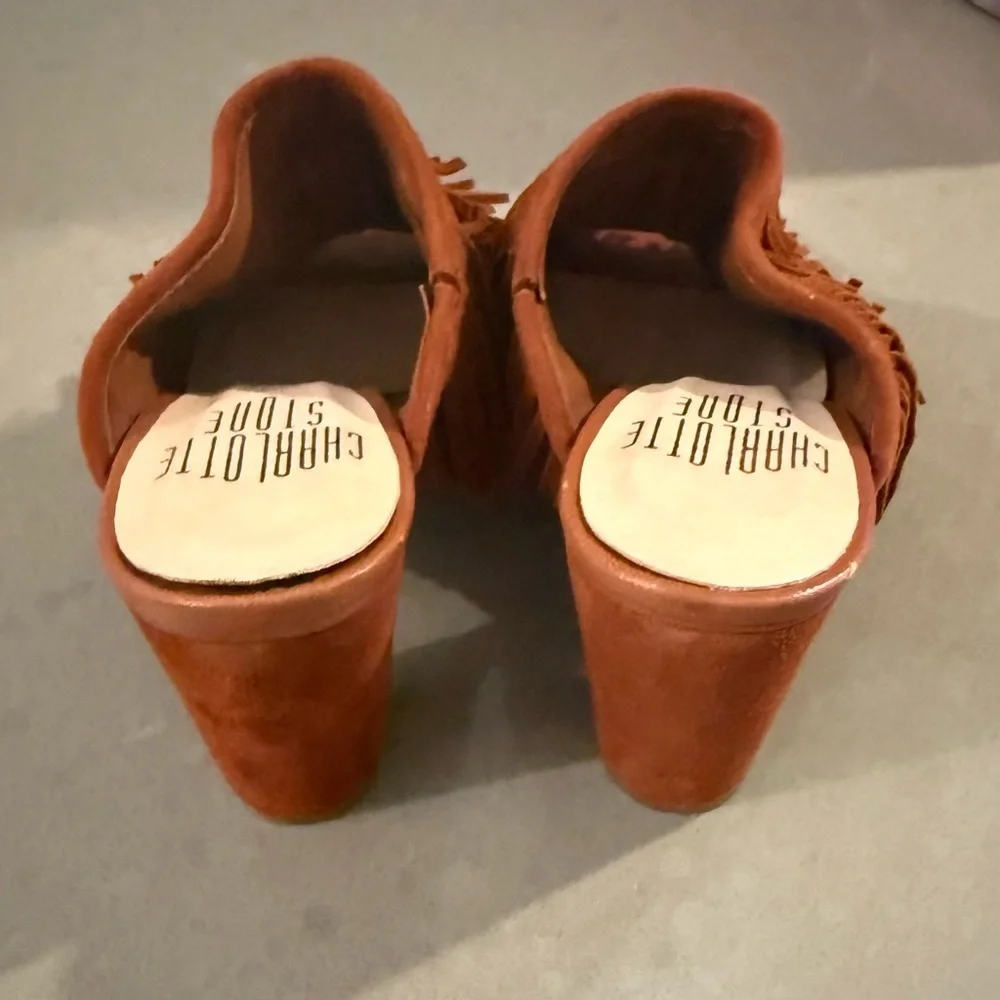 Charlotte Stone Morely Brown Fringe Mules Suede Boho 70s 6 - Picture 5 of 6